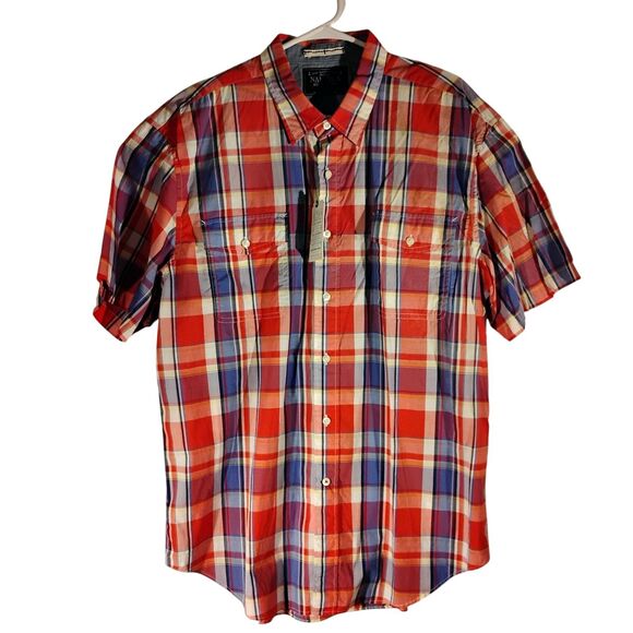 Nautica shirt mens XL XLarge red plaid cardinal short sleeve button preppy NWT - Picture 1 of 10